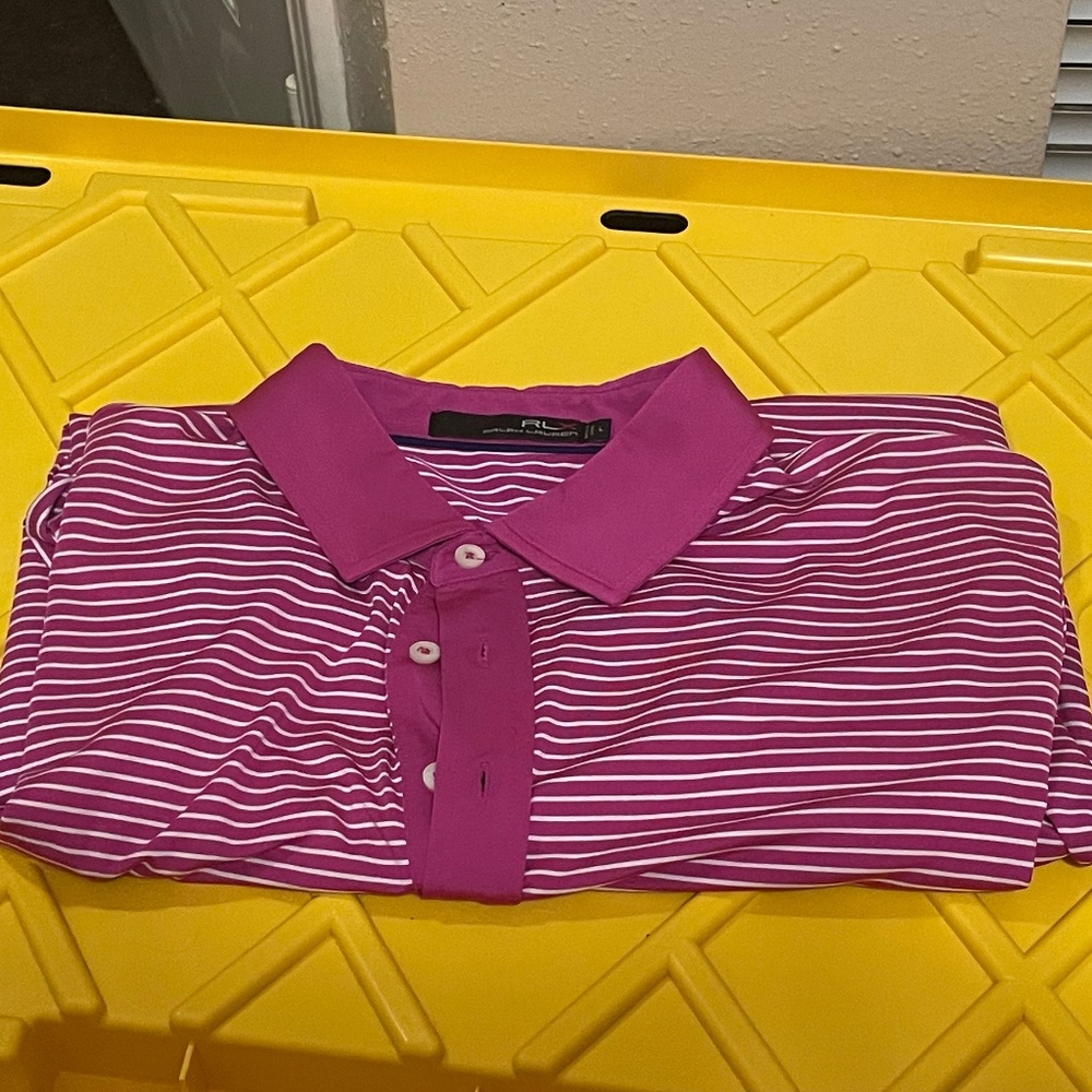 RLX Ralph Lauren Performance Striped Golf Polo L